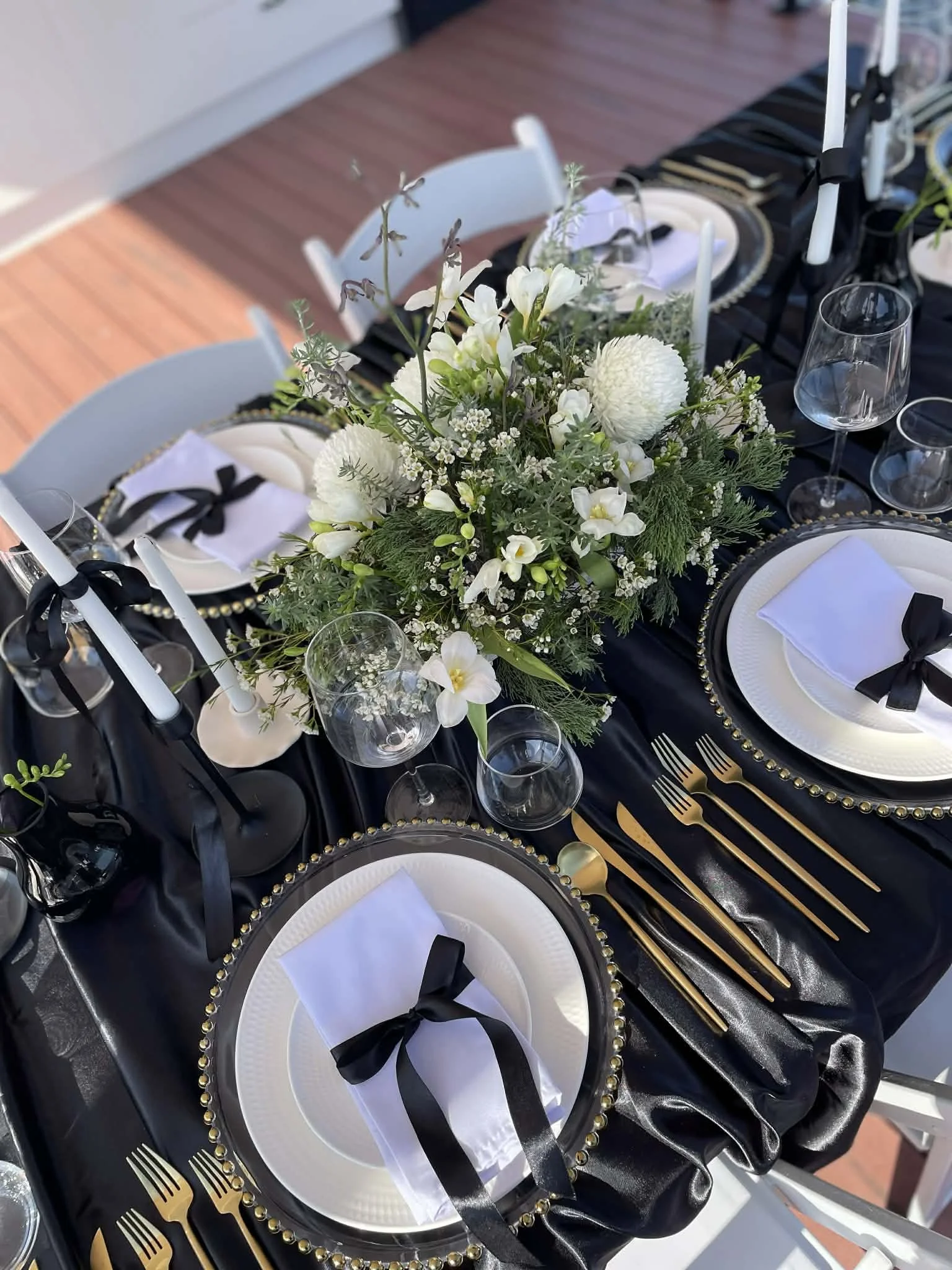 Custom Black and Gold Birthday Tablescape