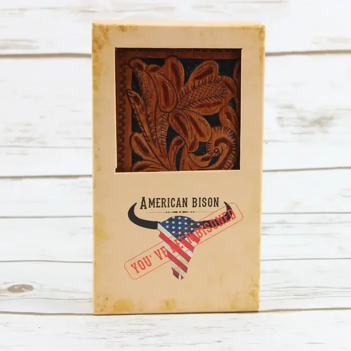 Tooled Leather Men's Rodeo Wallet in Tan Ab W04 Tan4.webp