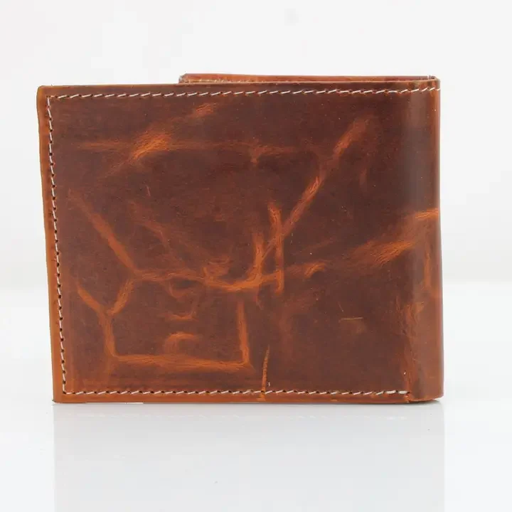 American Bison Oil Pull Up Bifold Wallet Tooled ABW028s.webp