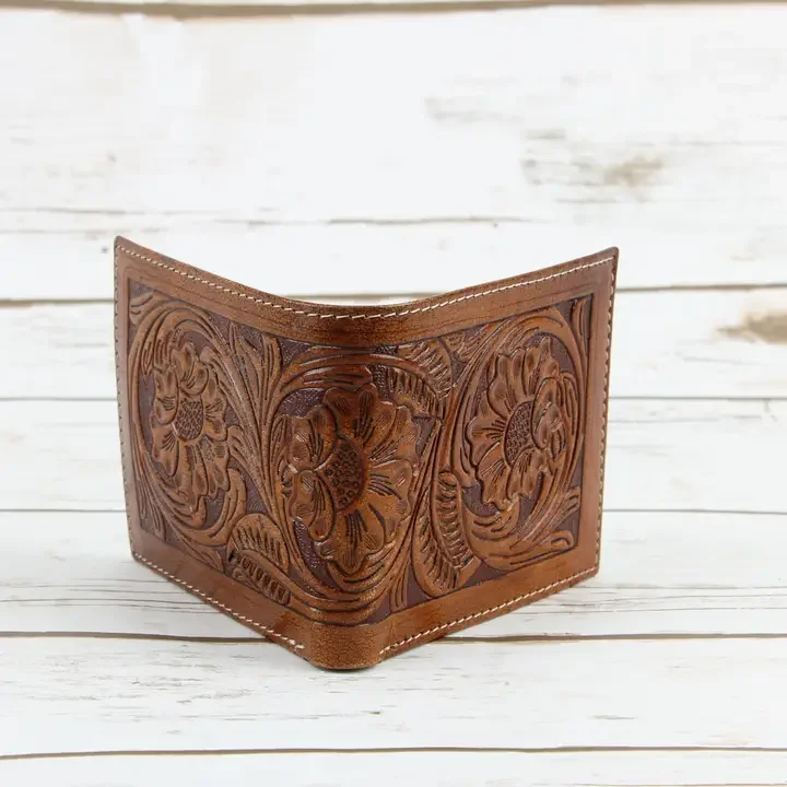 Tooled Leather Men's Wallet in Tan Ab W03 Tan4.webp