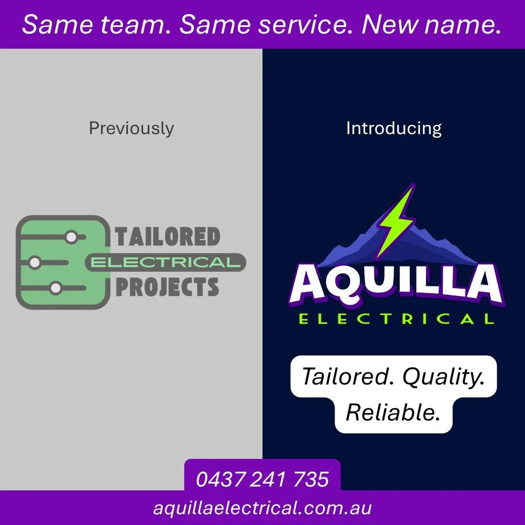 We're evolving &ndash; and so is our name.

Continuing on our promise to deliver tailored, high-quality, and reliable electrical work, Tailored Electrical Projects is proud to announce our new name: Aquilla Electrical.

It&rsquo;s the same team, same