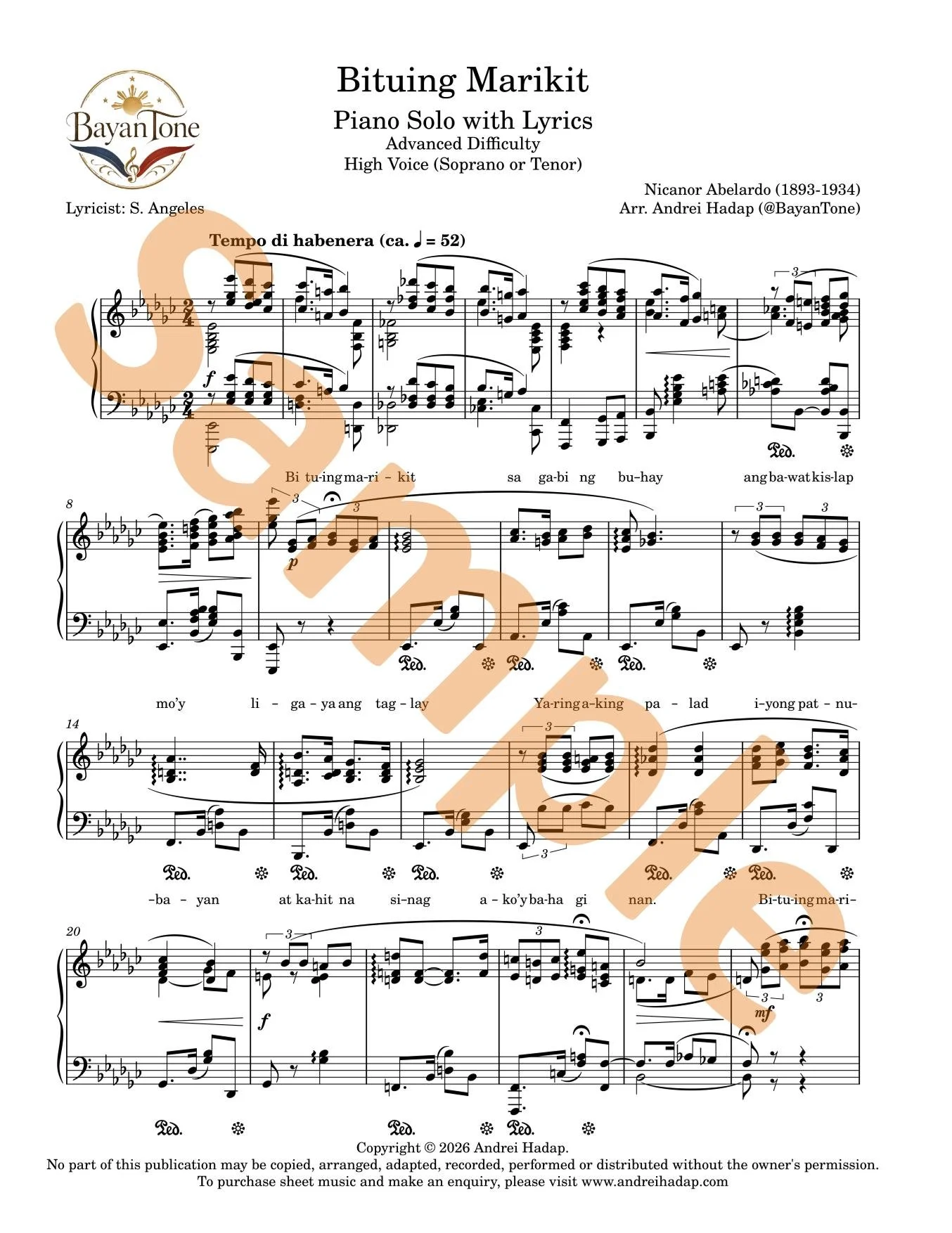 Bituing Marikit - Piano (Advanced)