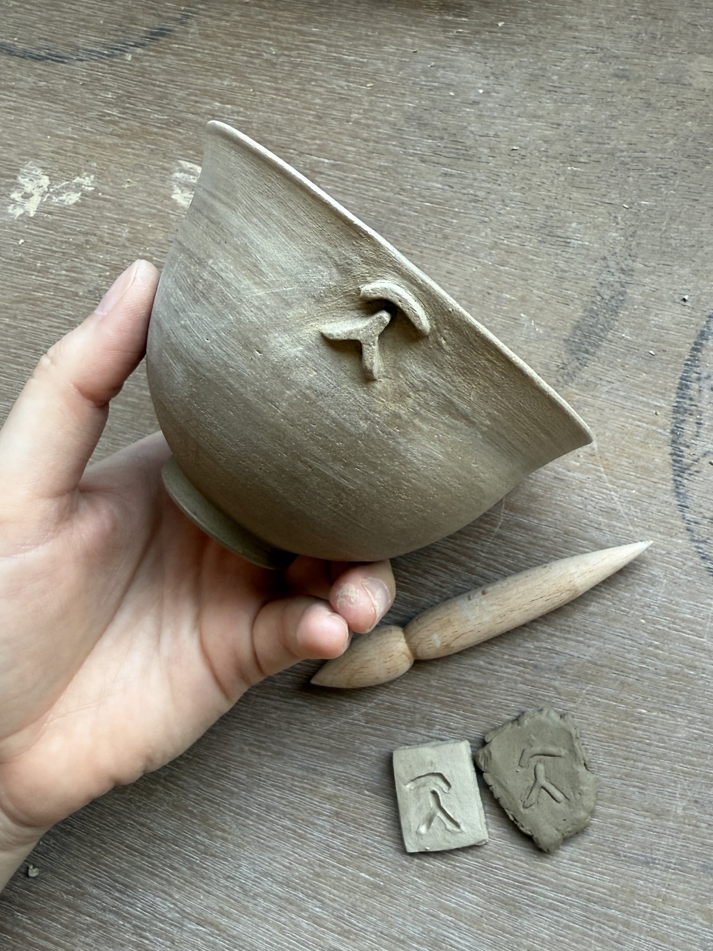 At the studio, Matcha teacup, Japandi collection, unfired