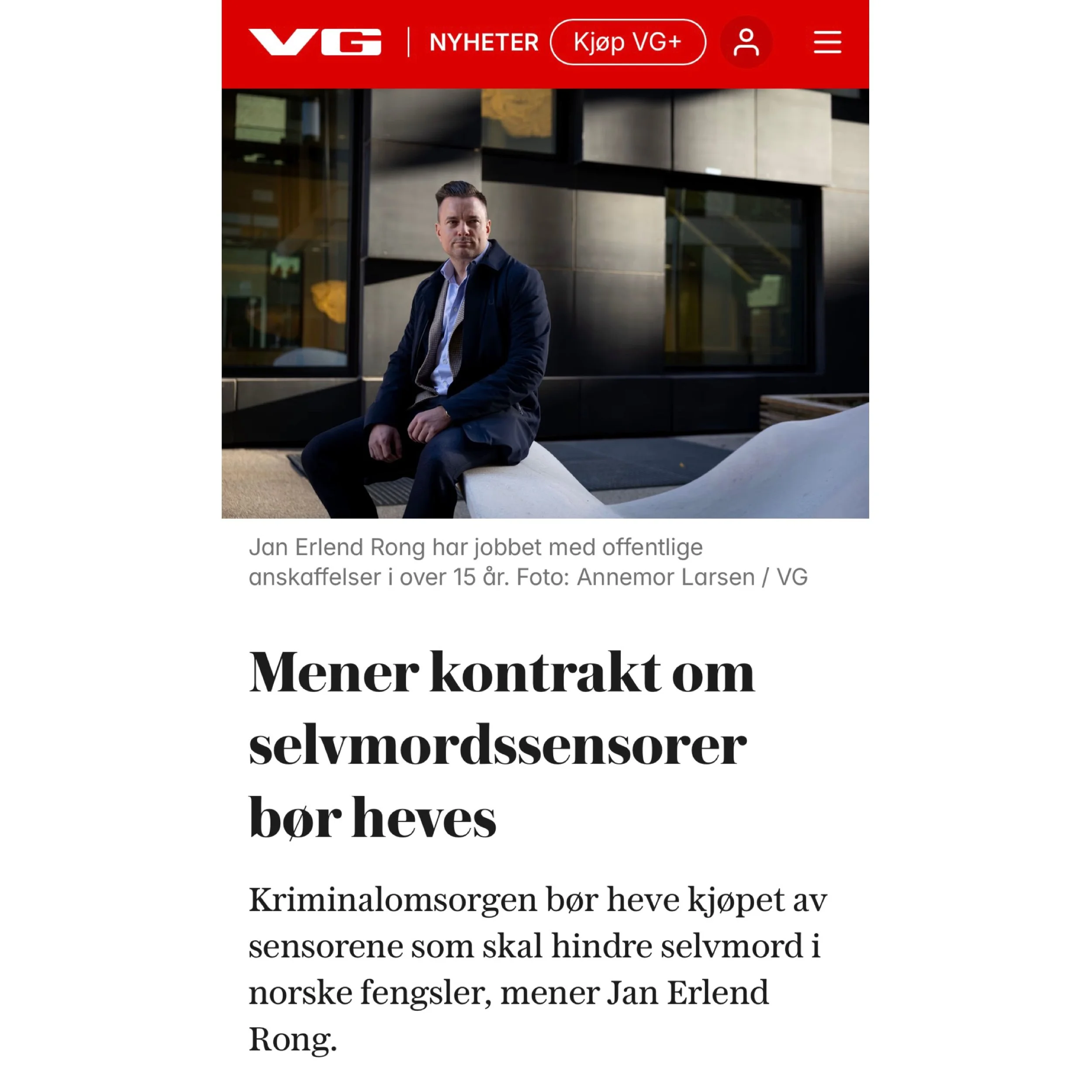 Advokat Rong uttaler seg i VG 4. november 2024