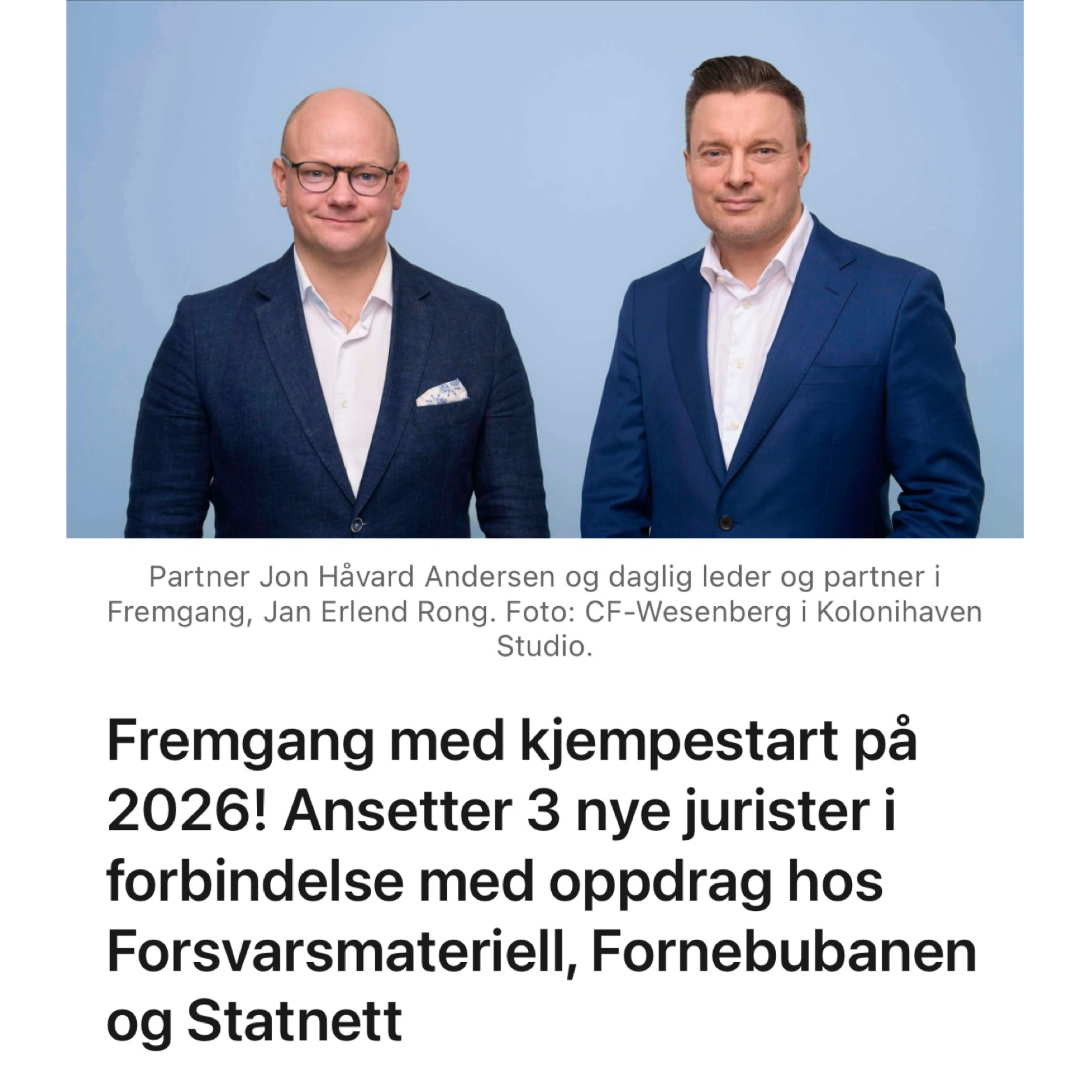 Pressemelding fra Fremgang den 3. februar 2026