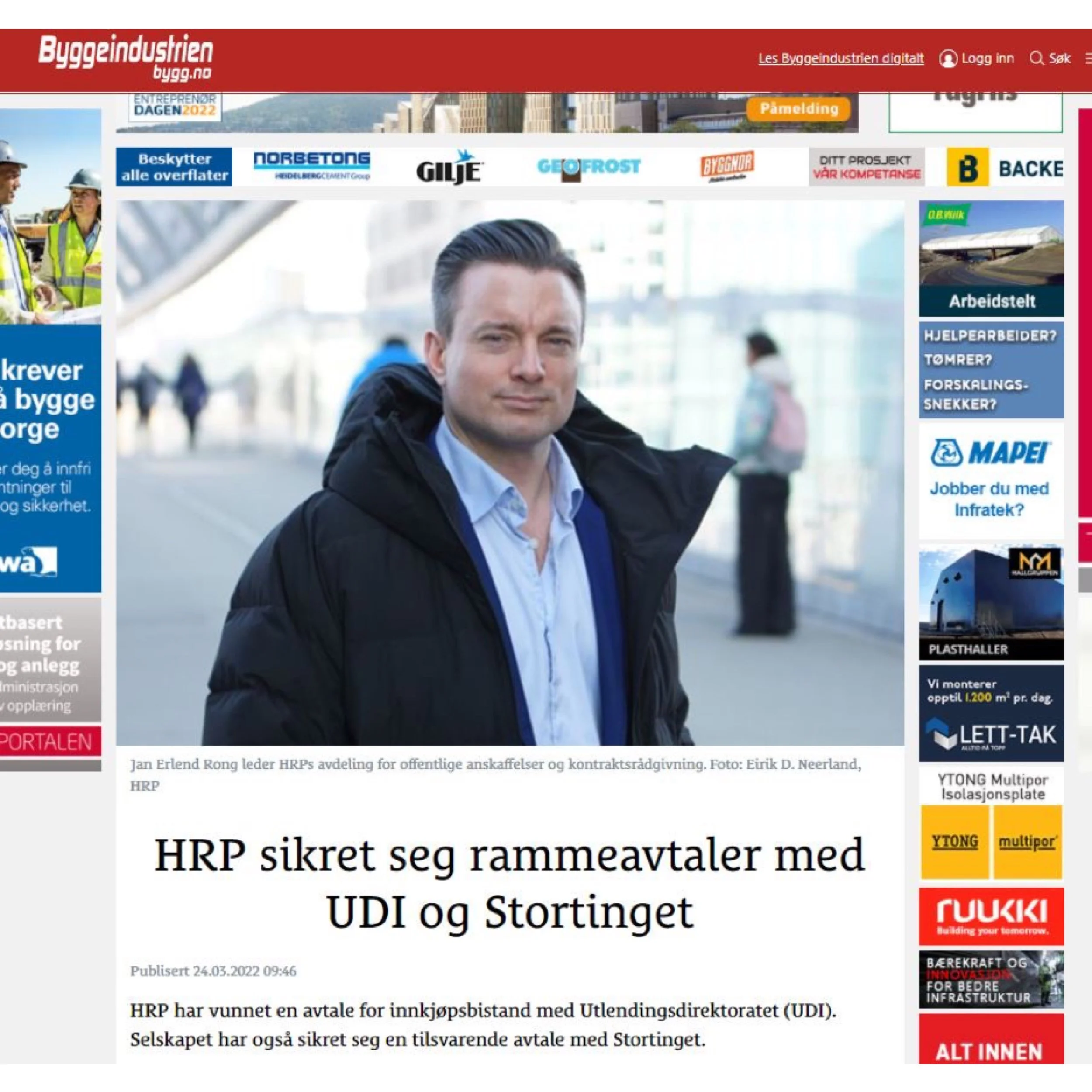 Rong uttaler seg på Bygg.no