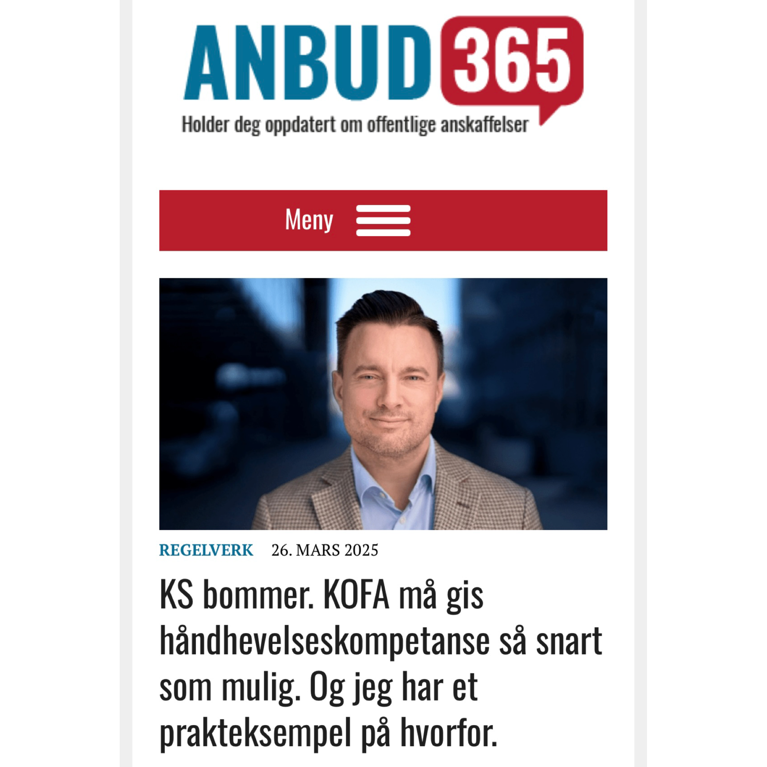 Rong uttaler seg på Anbud365.no
