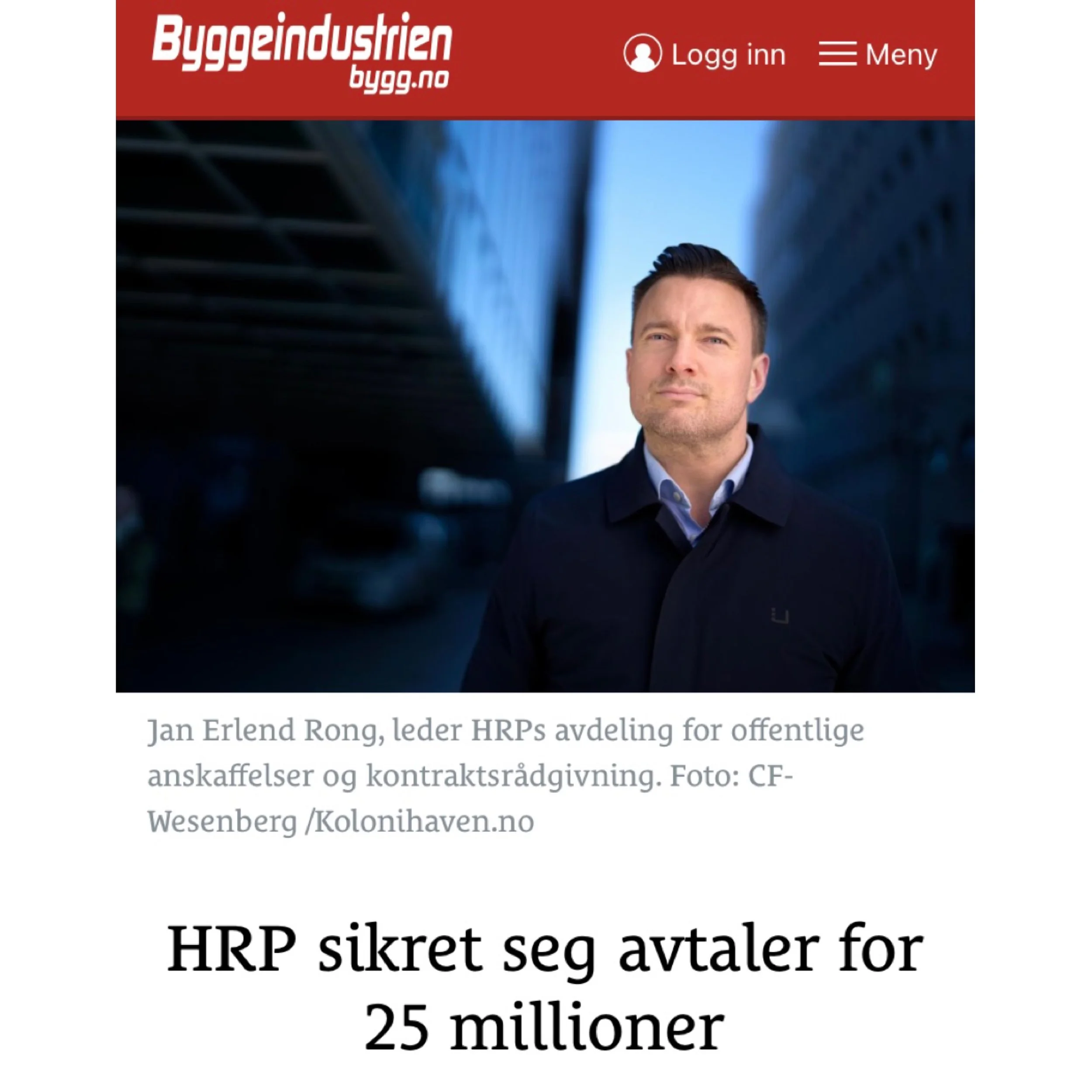 Rong uttaler seg på Bygg.no