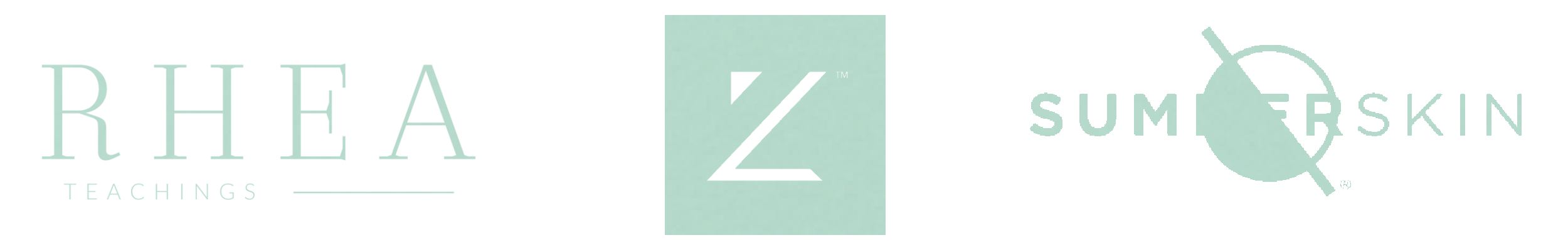 Rhea Teachings logo with stylized text, a square with a hashtag, and a circle with a line and arrow