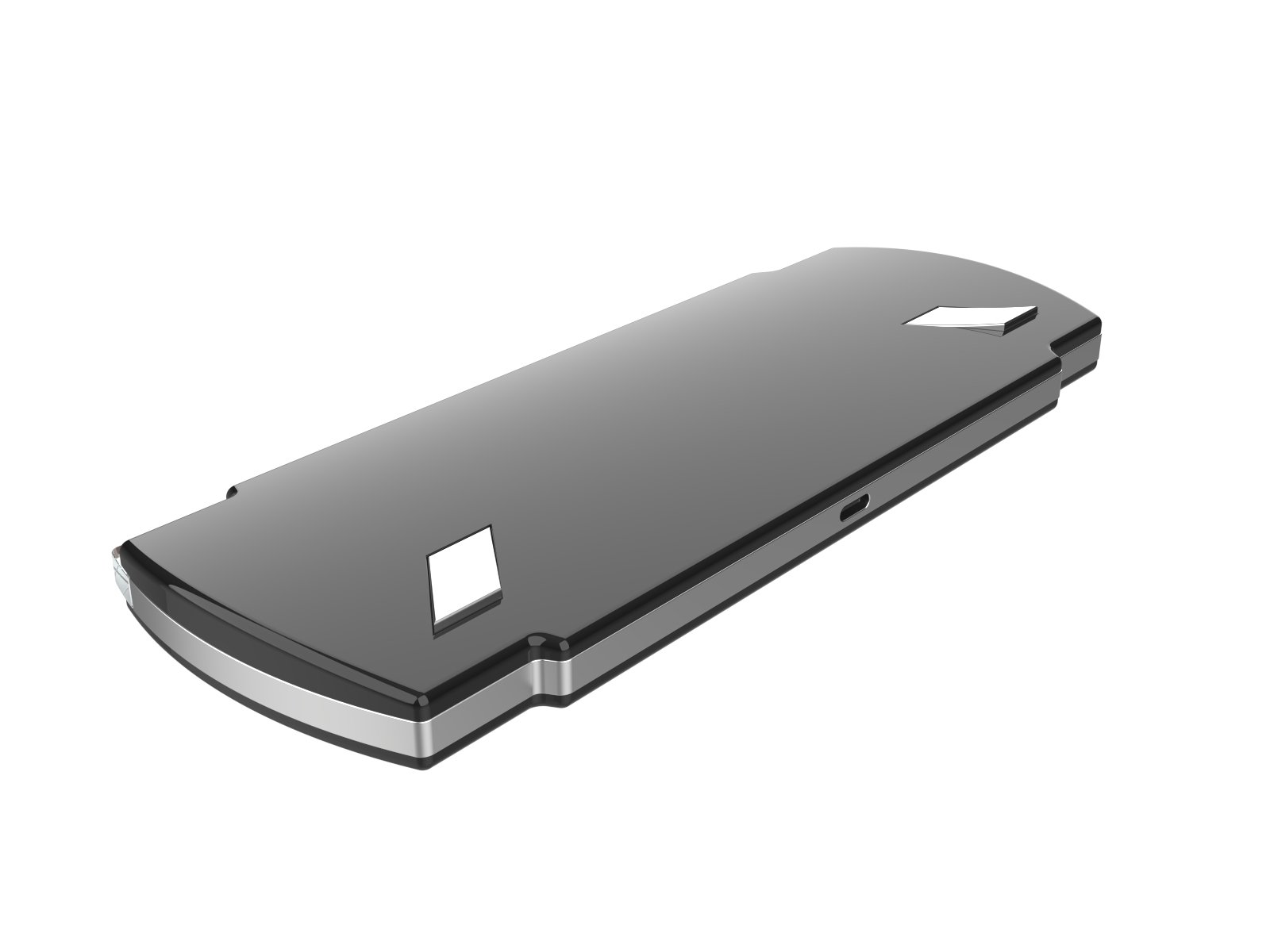 Black angular metal plate with geometric cutouts