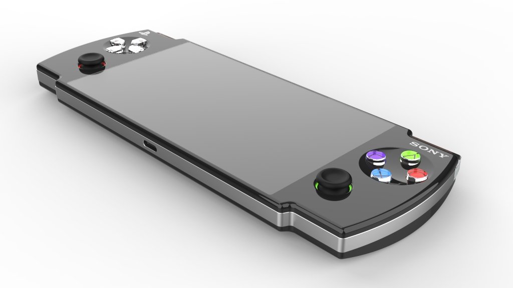 Futuristic Sony handheld gaming device concept, sleek black design