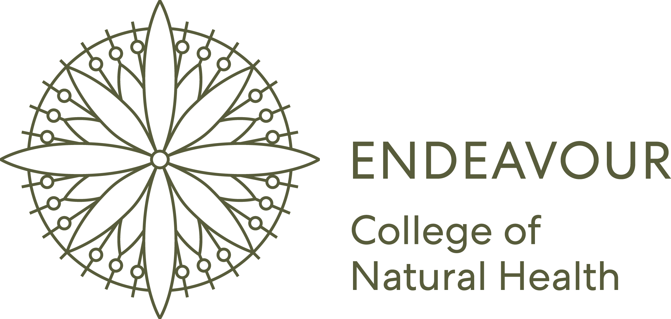 Logo of Endeavour College of Natural Health featuring a stylized leaf design and text.
