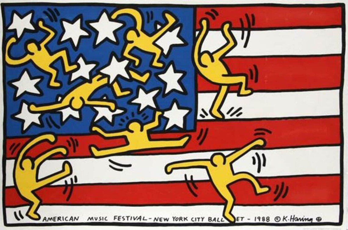 Keith Haring - American Music Festival, 1988. Serigraph.