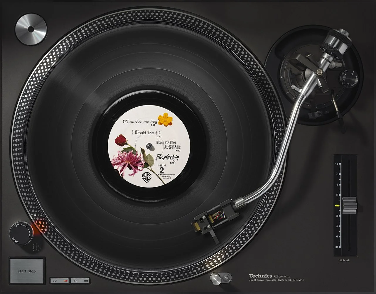 Prince "Purple Rain" on Technics SL-1210MK2. "Instead of hate, celebrate". Prince.