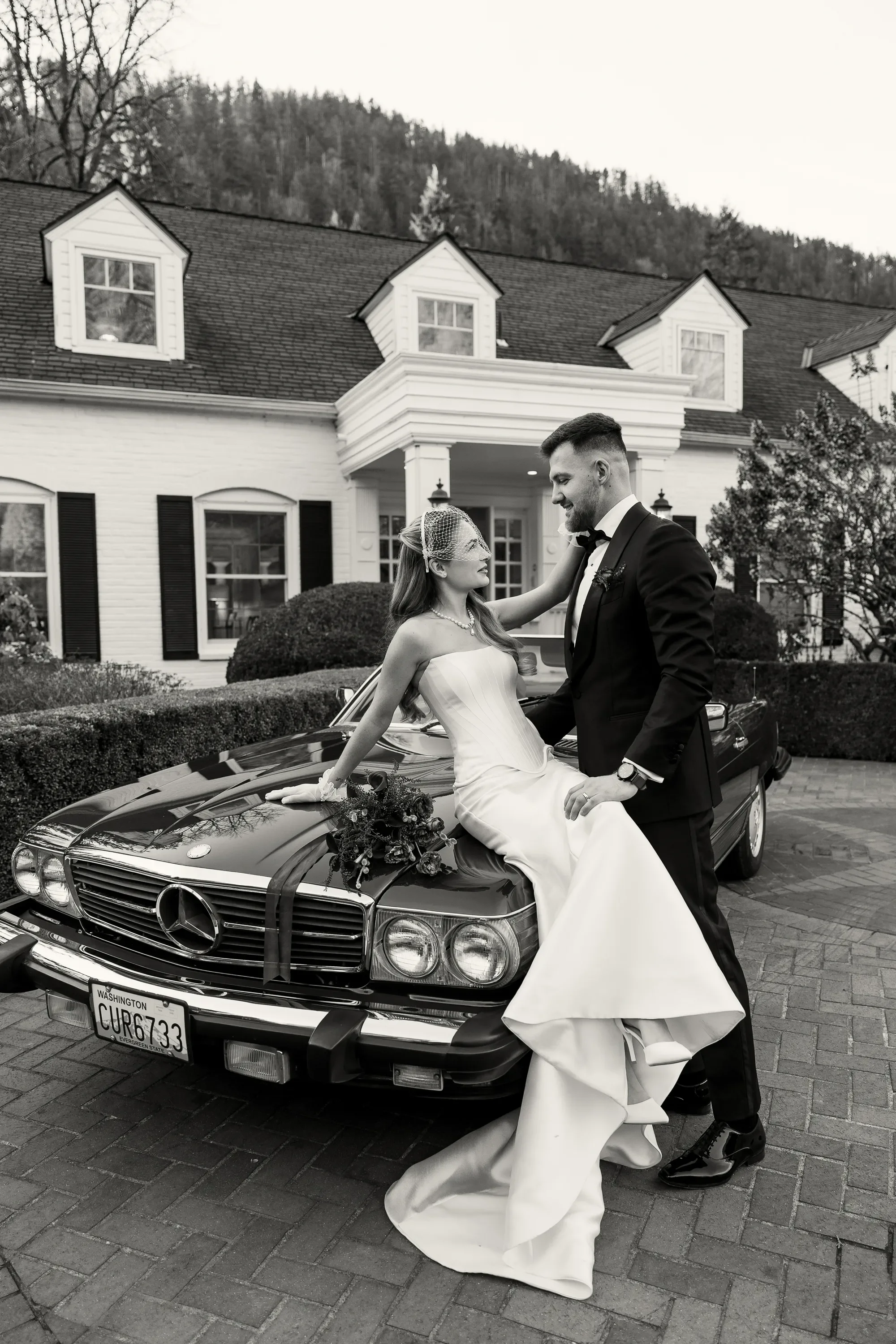 Fox Hollow Farm Wedding Portraits With Vintage Mercedes