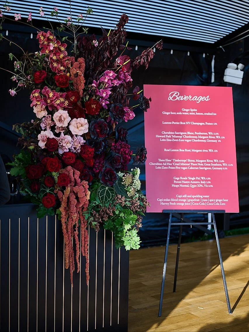 Moody vibes done right! 😍🌺❤️

I absolutely loved bringing this moody theme to life for an end of year corporate celebration at @thekingsmanau 

Amazing bar statement piece, Registration desk/ cloak desk piece, cocktail table bud vases and coffee ta