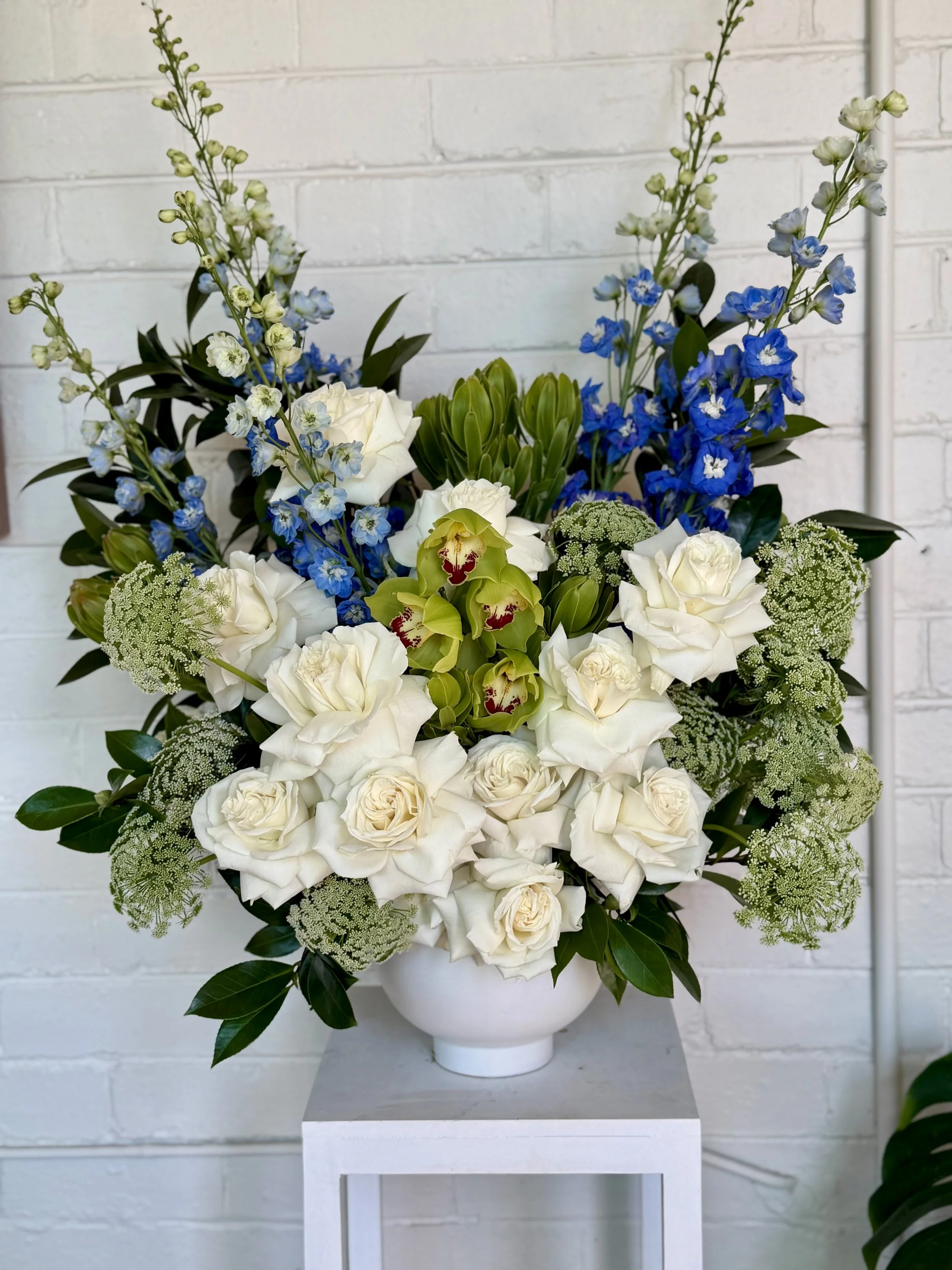 Green, blue and white cereamic pot arrangement.jpeg