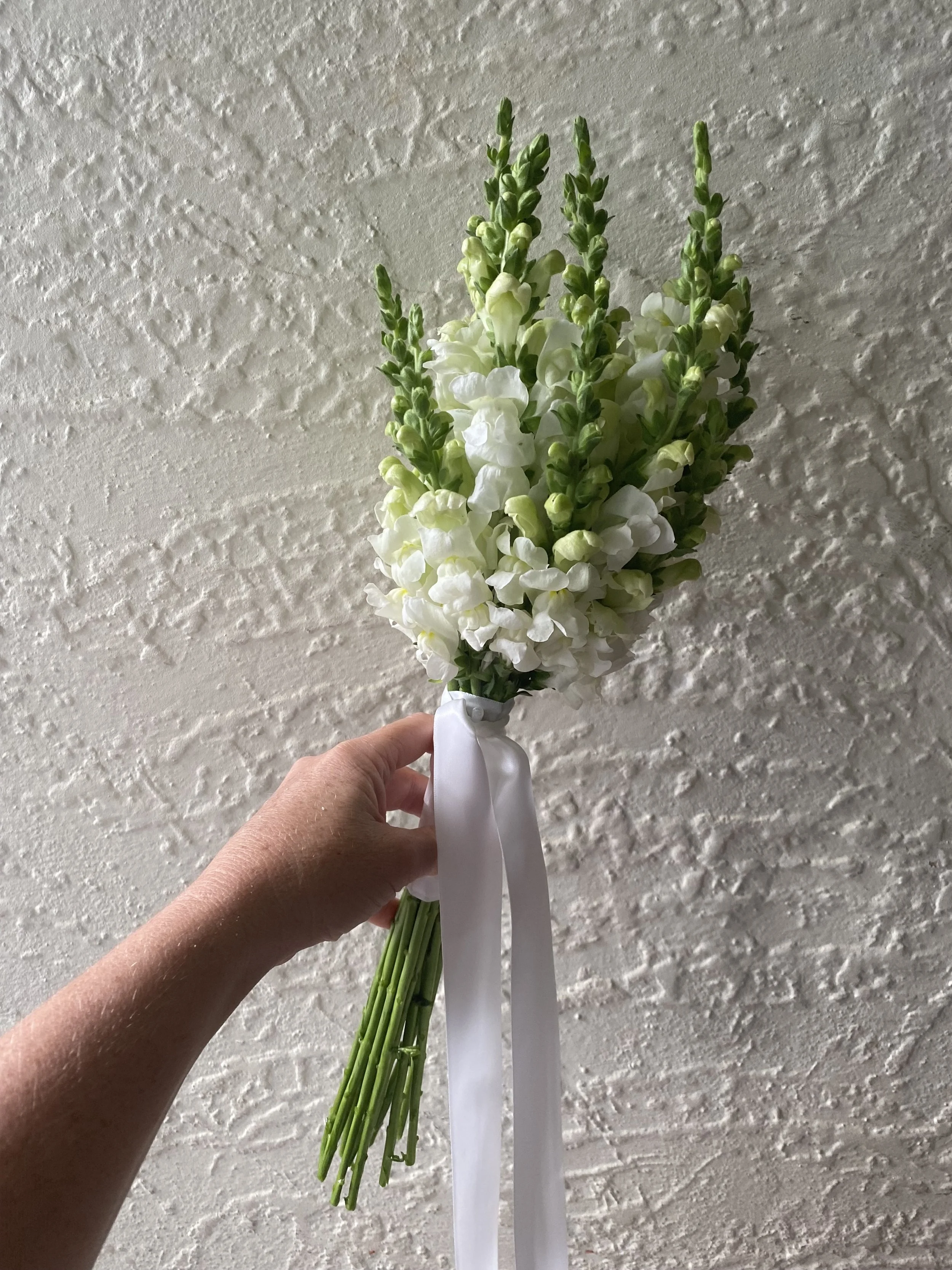 Bridesmaid White Snapdragon Bouquet.jpg