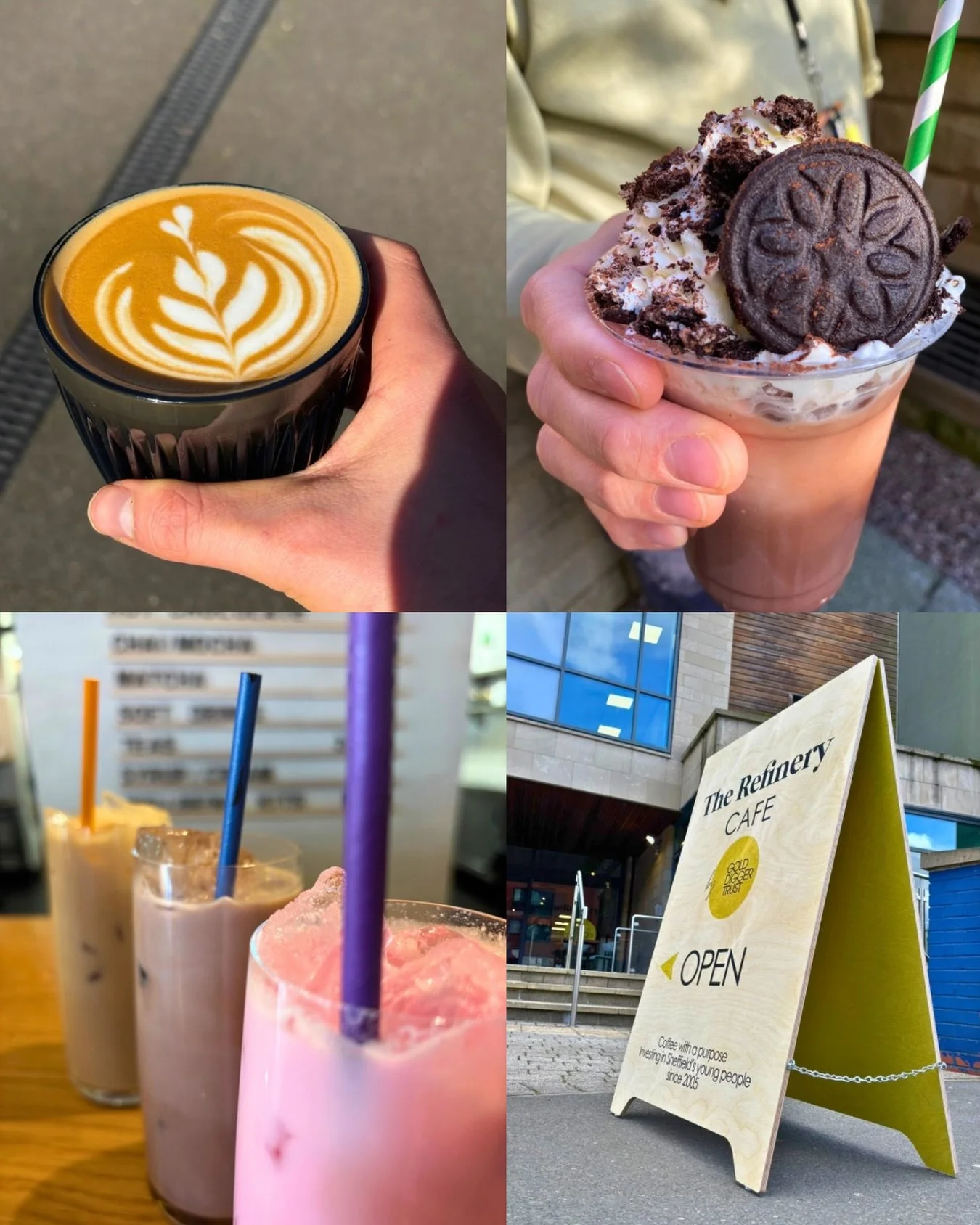 Step this way for all things delicious 😋 

A few of the tasty drinks we&rsquo;ve got on offer here at The Refinery.

Featuring our delightful new A-board, pointing people in the direction of what&rsquo;s good and doing good.

Every sip supports 💛