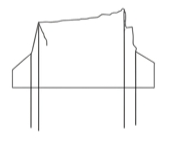 Line drawing of a simple sofa with a backrest and armrests