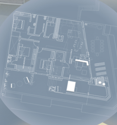 Blueprint or architectural floor plan of a building layout.