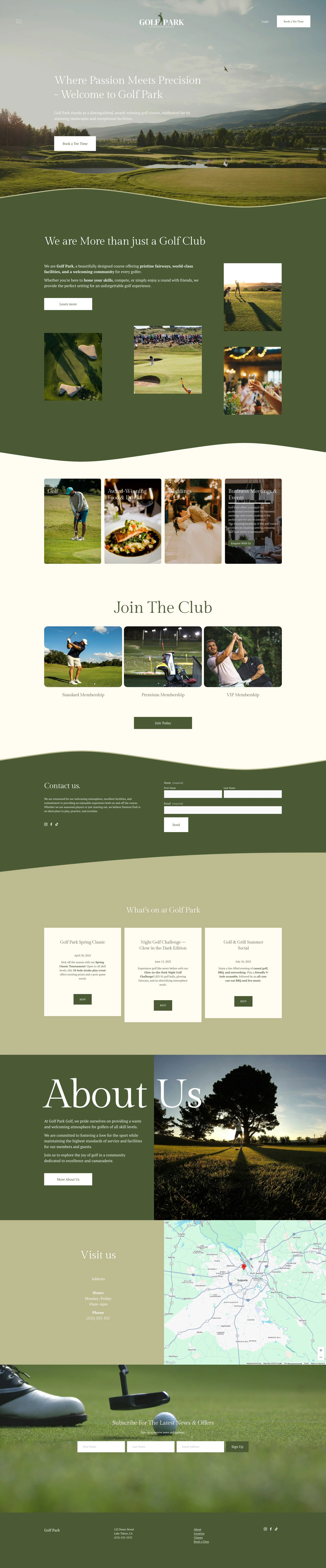 Golf Club Website Design