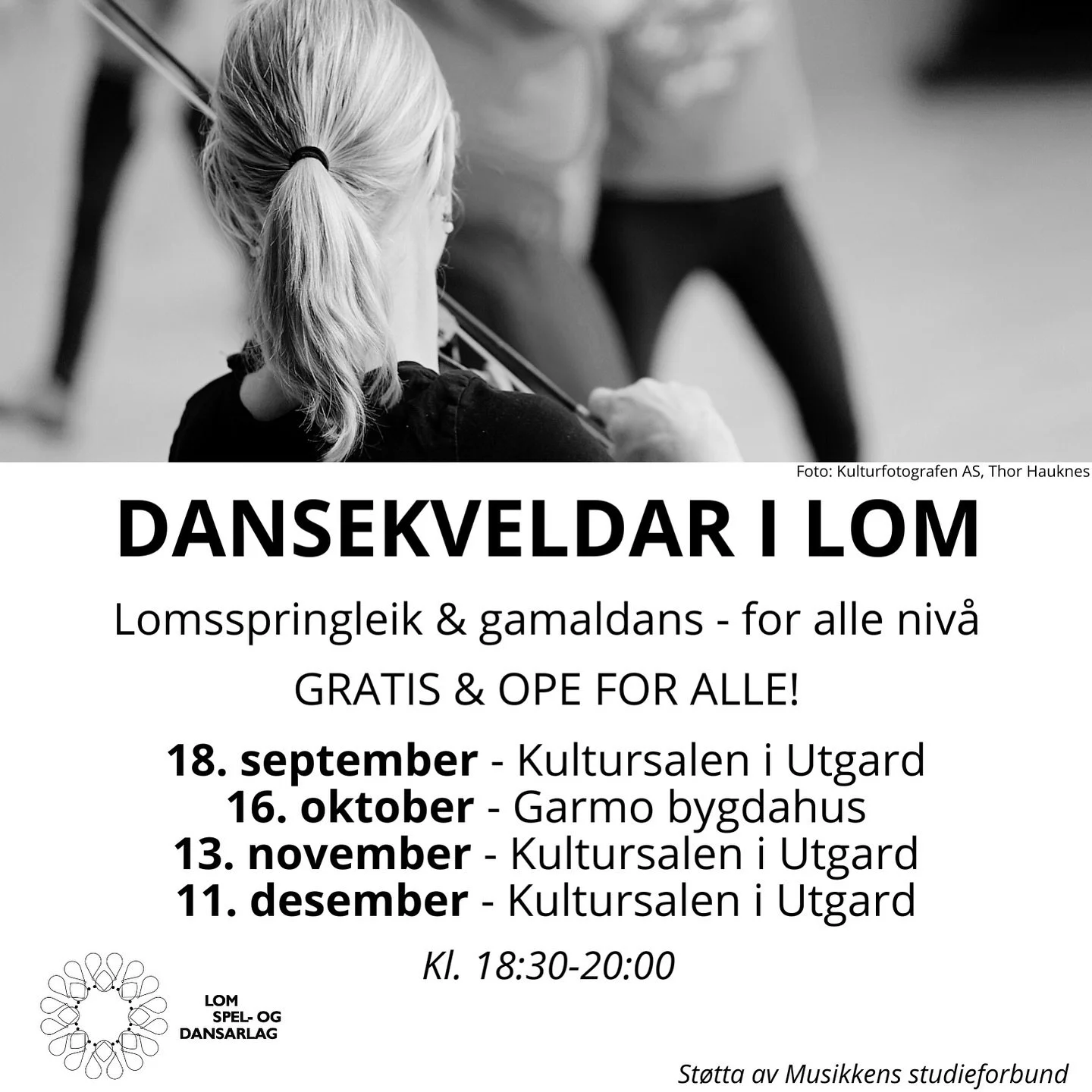 To dansekveldar att i haust! Neste er onsdag 13. november kl. 18:30 i Utgard 🕺🏼 Velkomen til alle aldrar og niv&aring;! 
Levande musikk 🎻

#folkedans #folkemusikk #lom