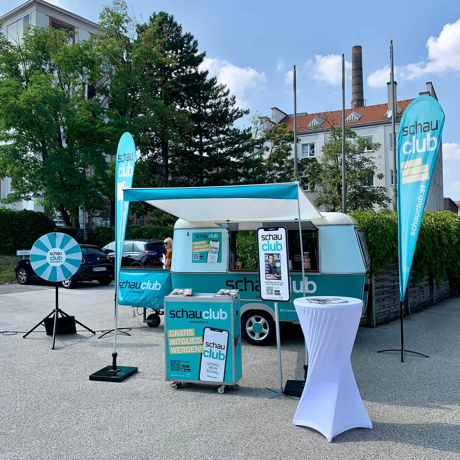 Messestand mit Werbemittel