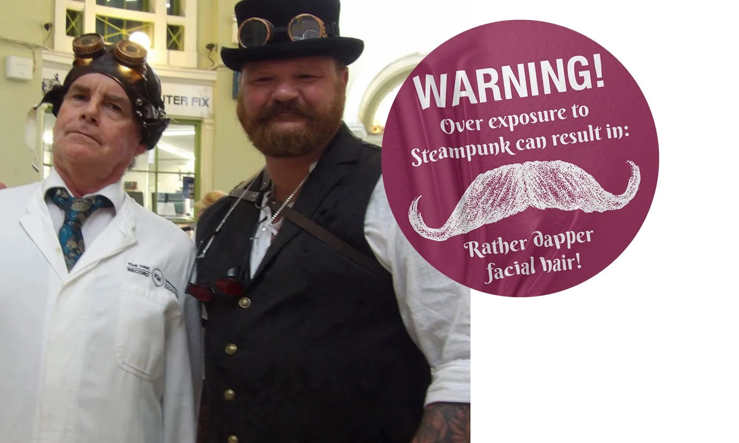 Gents in steampunk costume