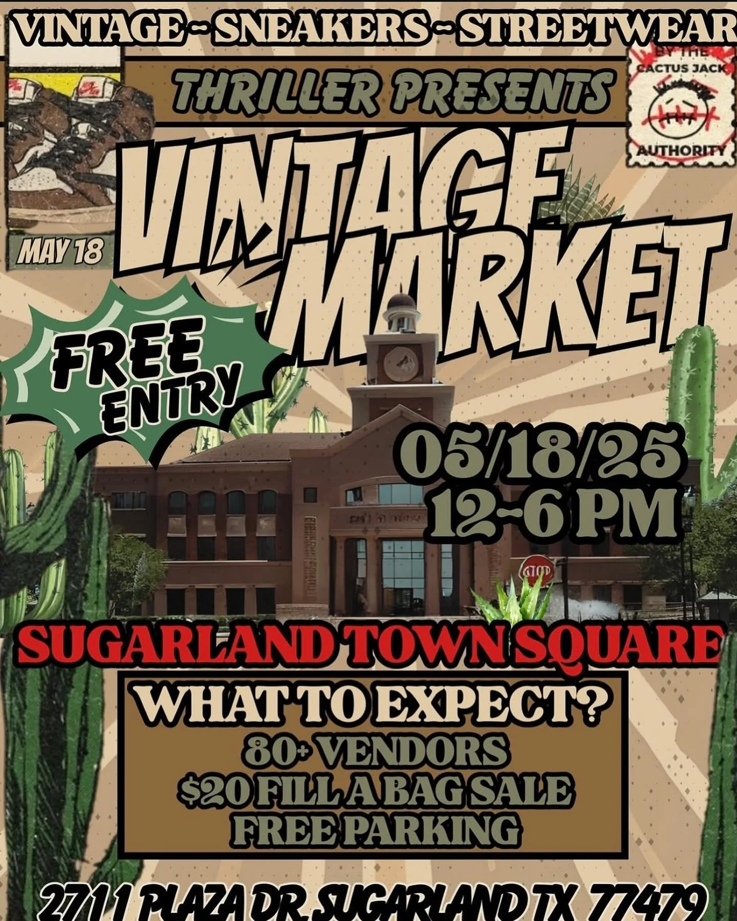 Sugarland! This Sunday 5.18 DeFy organizer @thriller.tx is hosting a vintage market with FREE entry in @sl_townsquare Check out their IG for more info and stay tuned for more events from these prolific organizers coming soon.