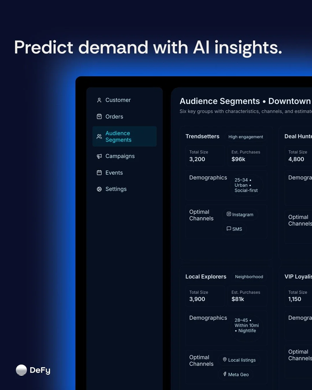 SMARTER TOOLS FOR SMARTER ORGANIZERS.

What if ticketing helped events grow instead of just track attendance? People don&rsquo;t &lsquo;find&rsquo; events in discovery networks, they follow trusted communities. DeFy gives you the tools to grow yours.