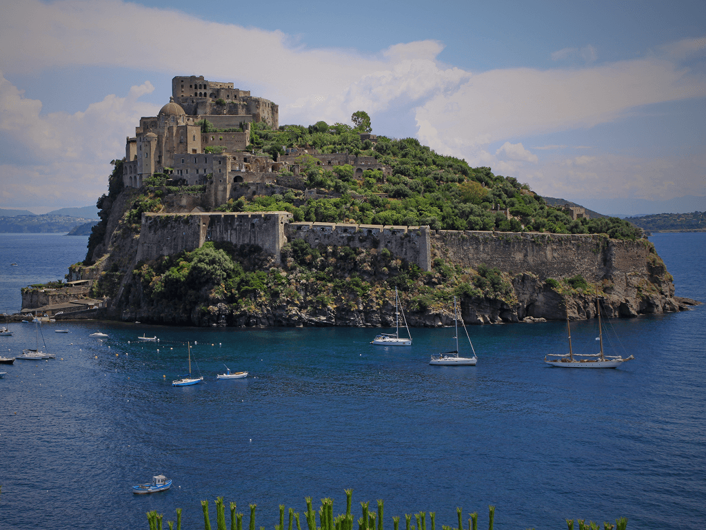 Private boat tour exploring Ischia’s volcanic coastline