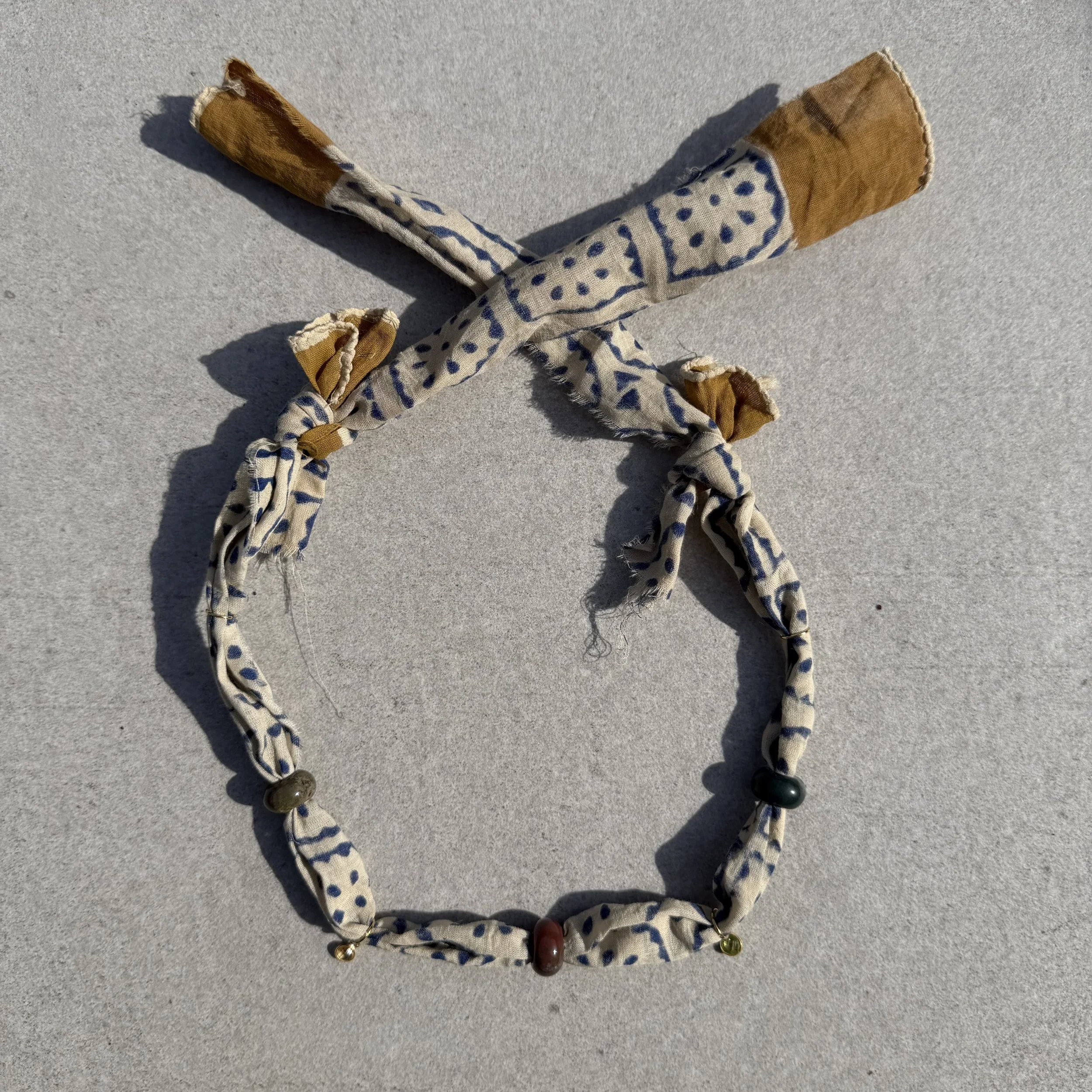 Bandana Necklace with Citrine and Peridot Pendants