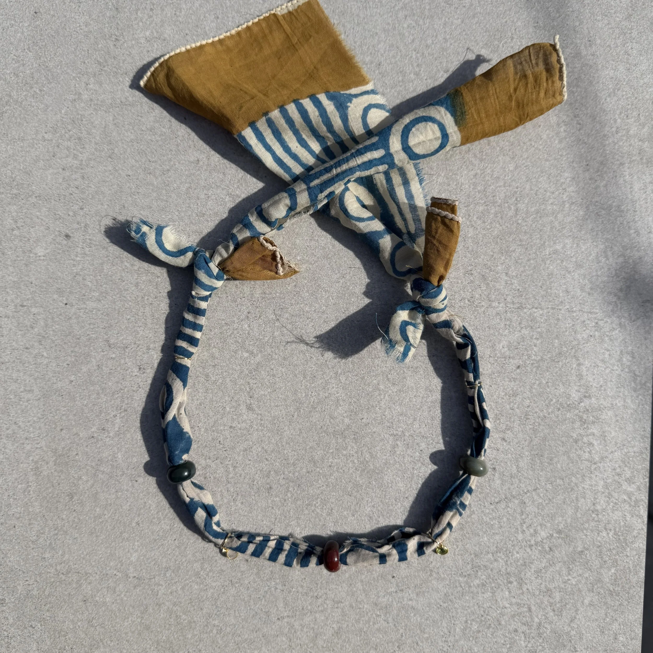 Bandana Necklace with Peridot and Rainbow Moonstone Pendants