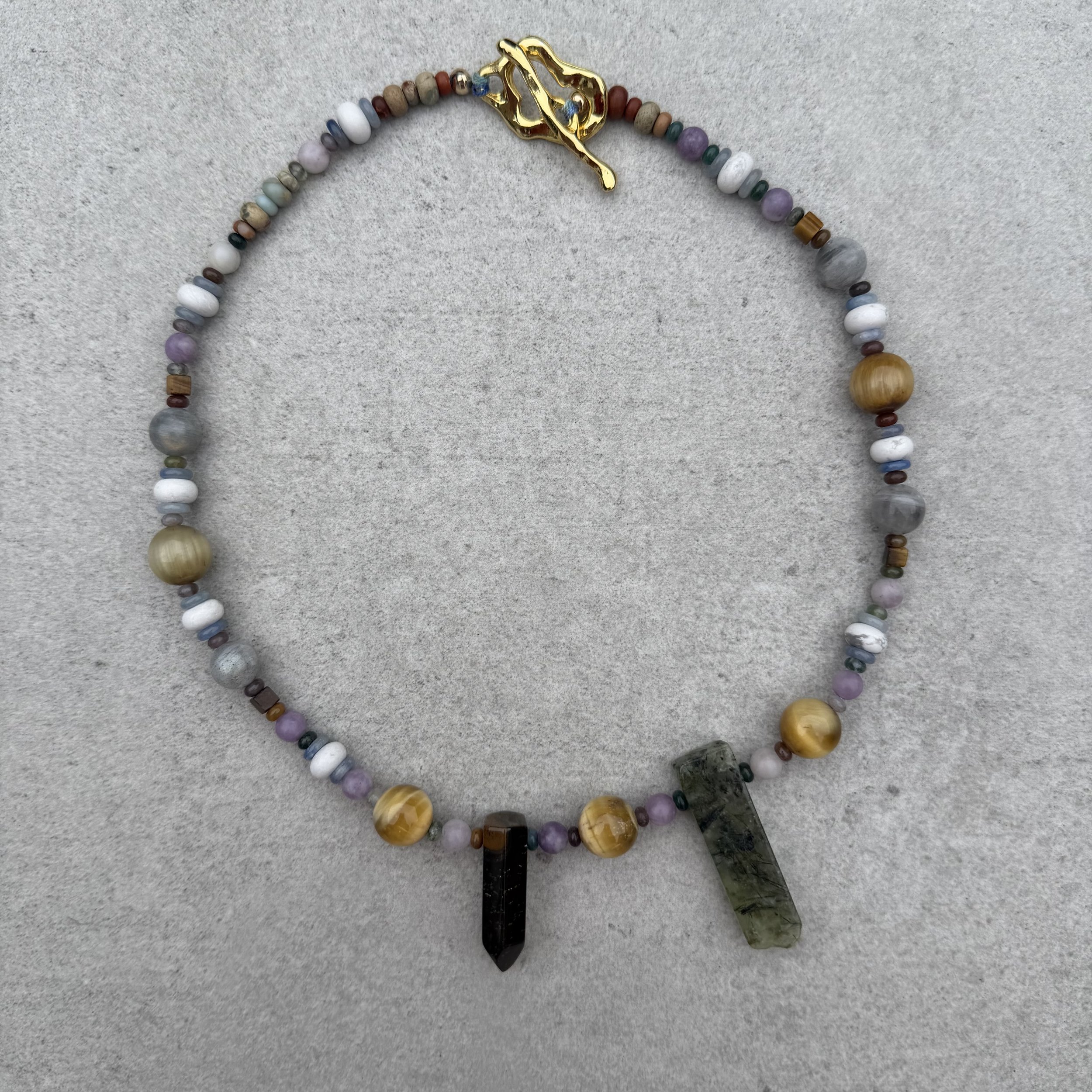 Tiger Eye and Prehnite Pendant