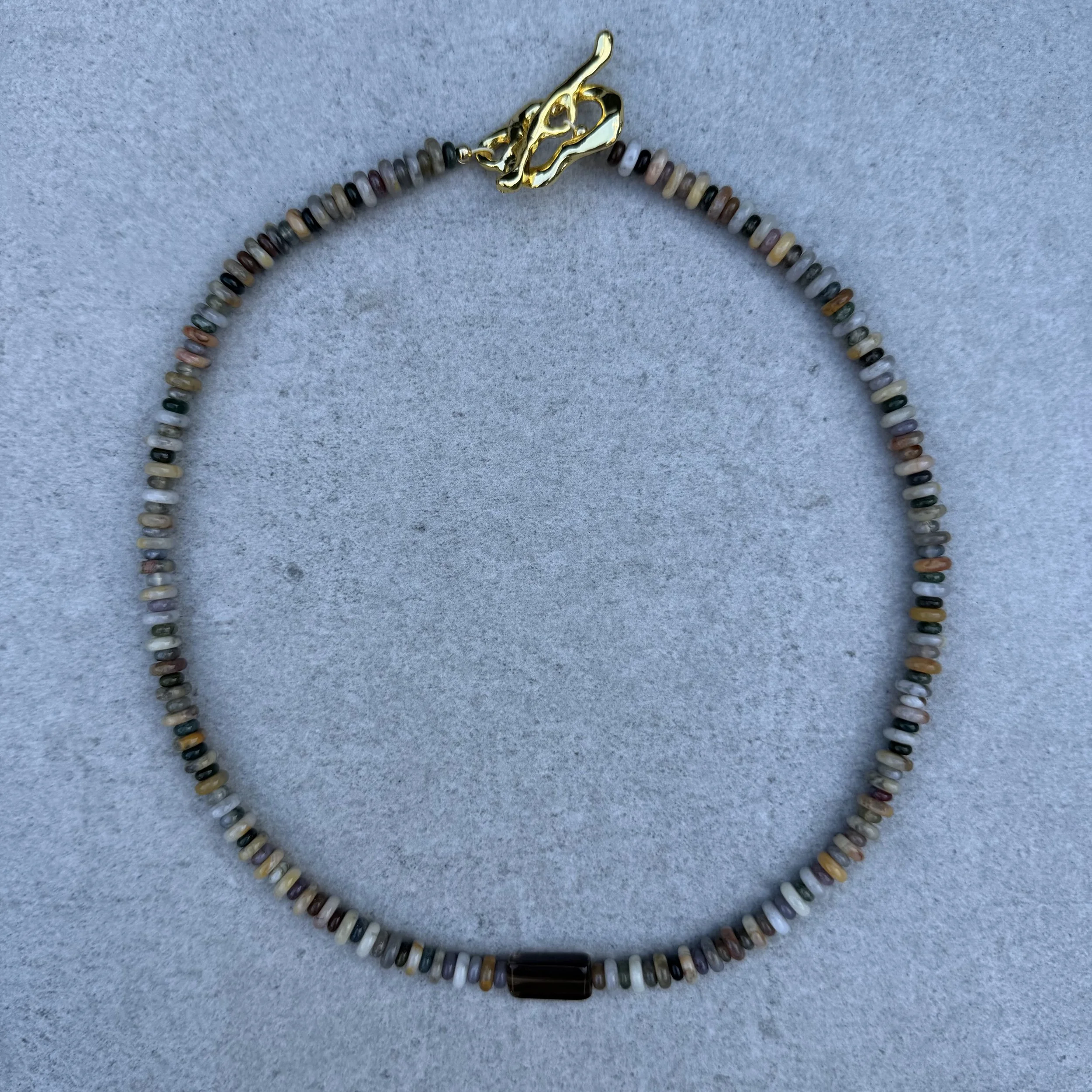 Smokey Quartz and Yellow Crazy Lace Agate Centipede