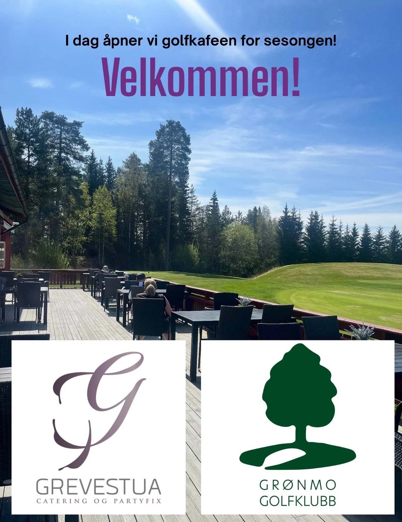I dag &aring;pnes Gr&oslash;nmo golfkafe for sesongen🌸🌻

Vi gleder oss til &aring; ta imot golfere, men ogs&aring; turg&aring;ere igjennom hele sommeren☀️ fine &Oslash;stmarka med store turmuligheter ligger kun et steinkast unna kafeen, s&aring; he