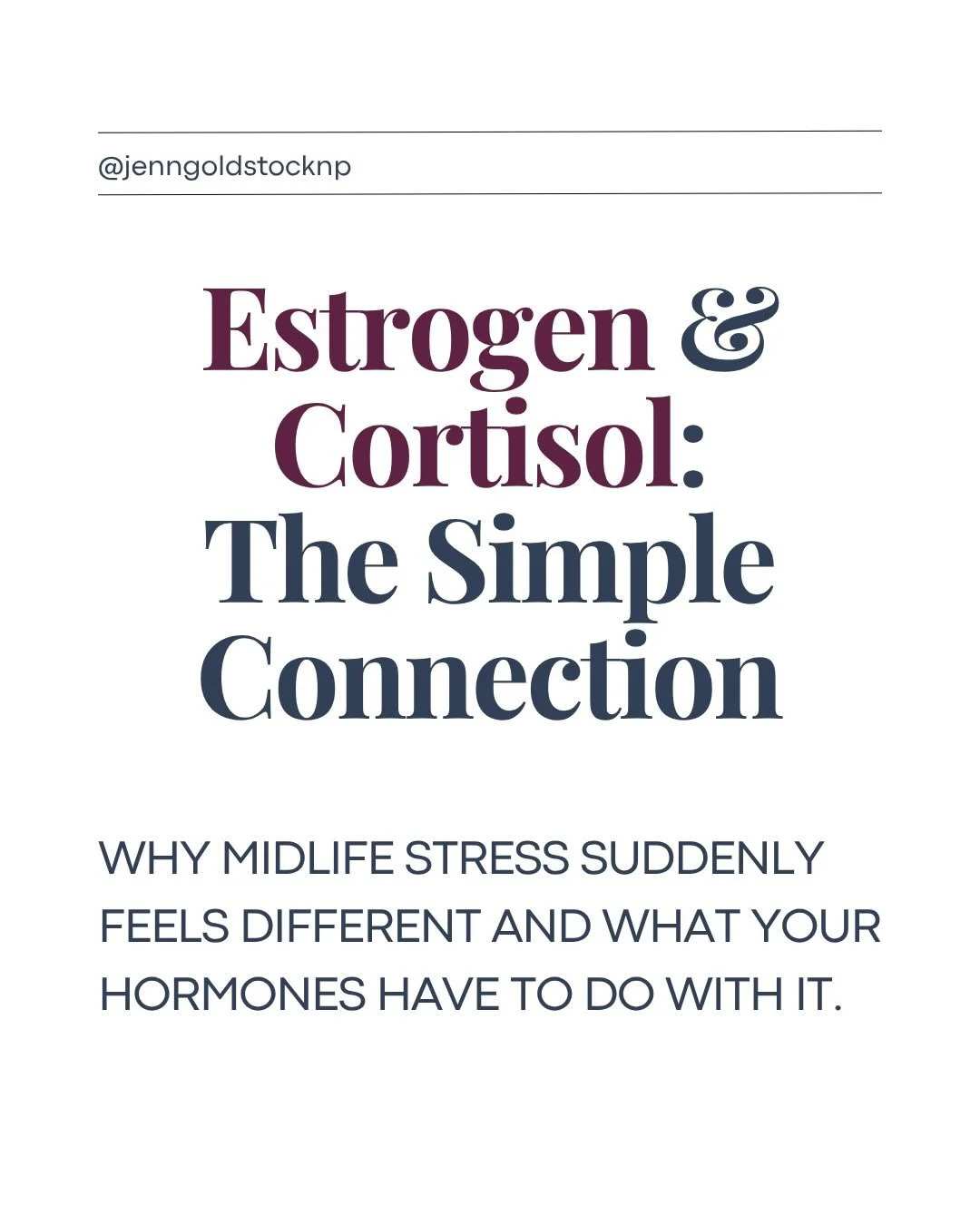 Ever notice that stress suddenly feels harder to recover from in your 40s?
You&rsquo;re not imagining it.

Estrogen and cortisol work closely together in the body. Estrogen helps buffer your stress response and keeps cortisol more stable.

But during
