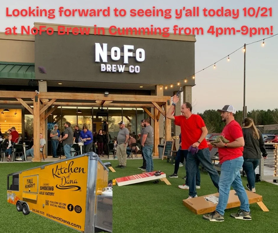 Great food +  great beer + cornhole tournament = PERFECT TUESDAY!! We can't wait to see y'all today from 4pm-9pm at NoFo in Cumming ππ
#kitchenofdana #smokingaxleeatery #Georgia #foodtruck #foodtrailer #yummy #NoFo #cornholetournament