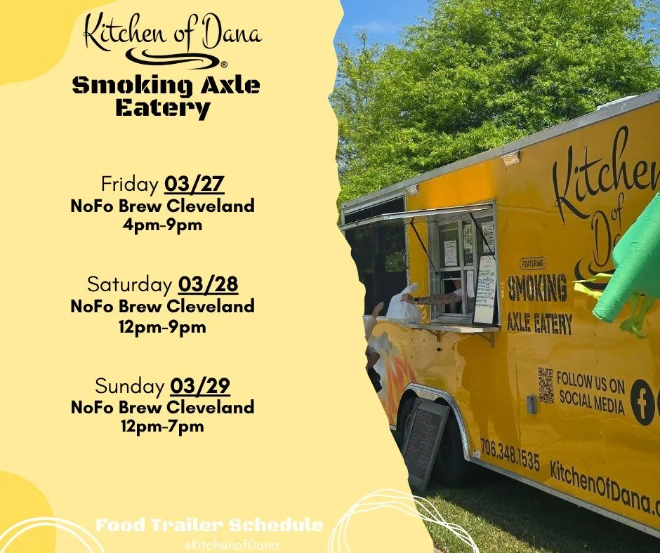 Full weekend at NoFo Brew Cleveland! We are looking forward to see y'all! 😁

#kitchenofdana #smokingaxleeatery #foodtrailerschedule #nofo #Georgia #yummy #foodtruck #foodtrailer #lookforthebrownbox #nofocleveland