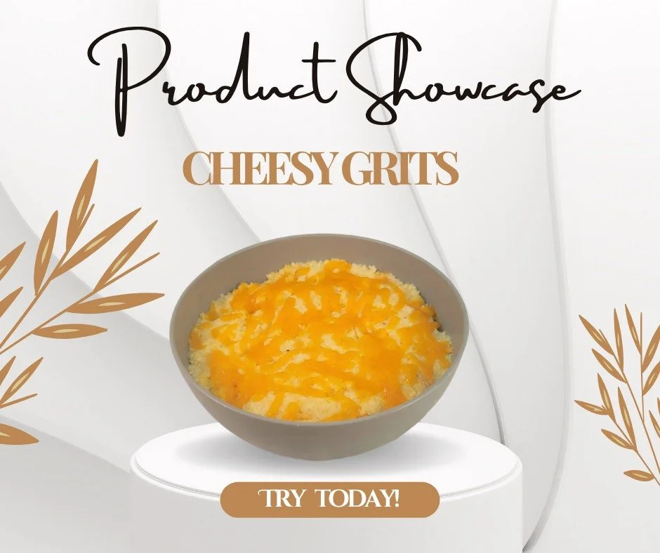 Looking for the perfect side or a meal all on its own? Our Cheesy Grits deliver rich flavor and creamy texture in every bite. Just freezer to oven to table!

#kitchenofdana #southerncomfortfood #northgeorgia #lookforthebrownbox #Georgia #cheesygrits