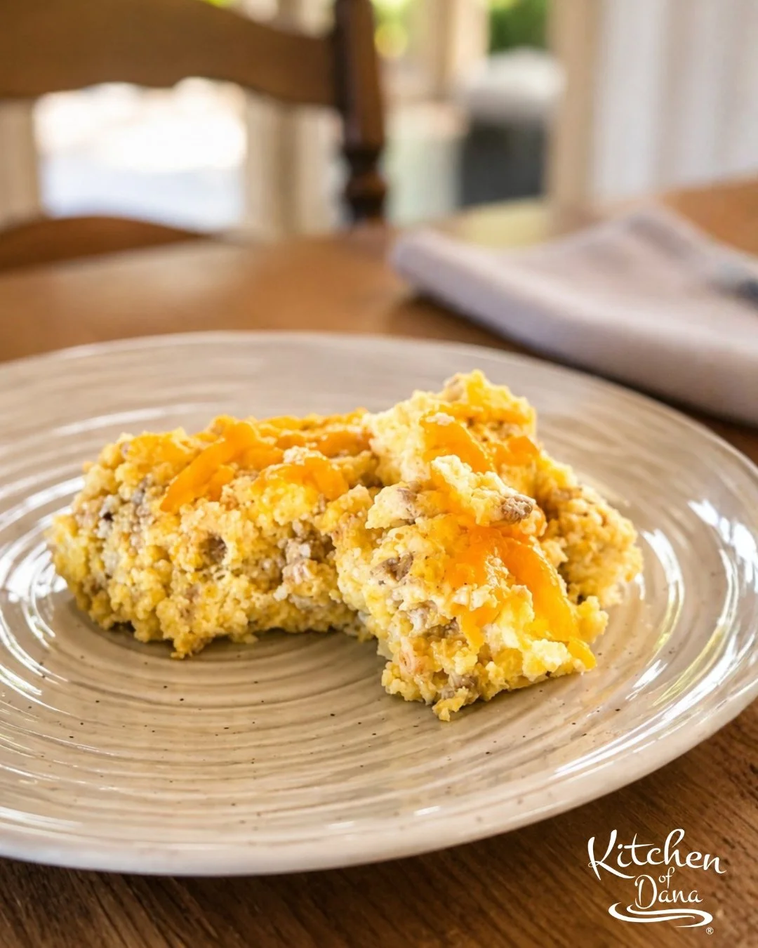 School's out. Appetites are not. 😄
Stock your freezer with Kitchen of Dana casseroles and keep the whole crew fed without the stress.

Cheese Grits with Sausage &amp; Egg is a crowd-pleasing, protein-packed way to fuel all your summer adventures!

O