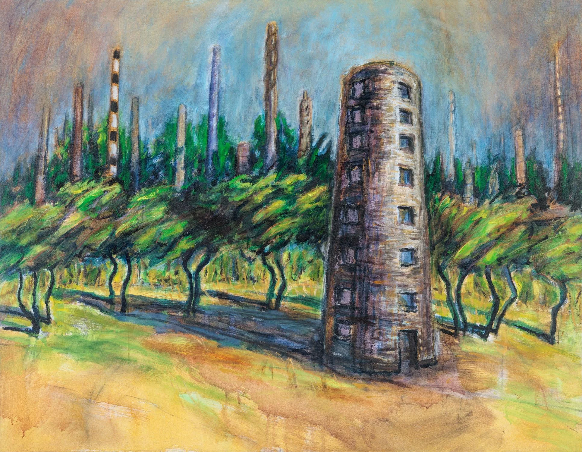 Tower, 1993, acrylic on canvas, 107 x 132 cm