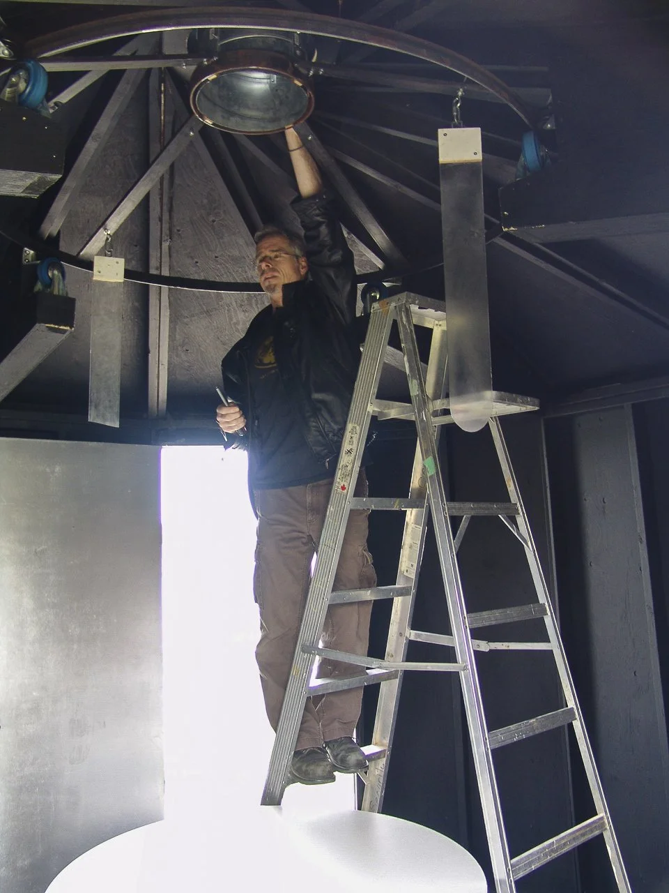Vorti-Scope, interior with lens housing and viewing table, 2010