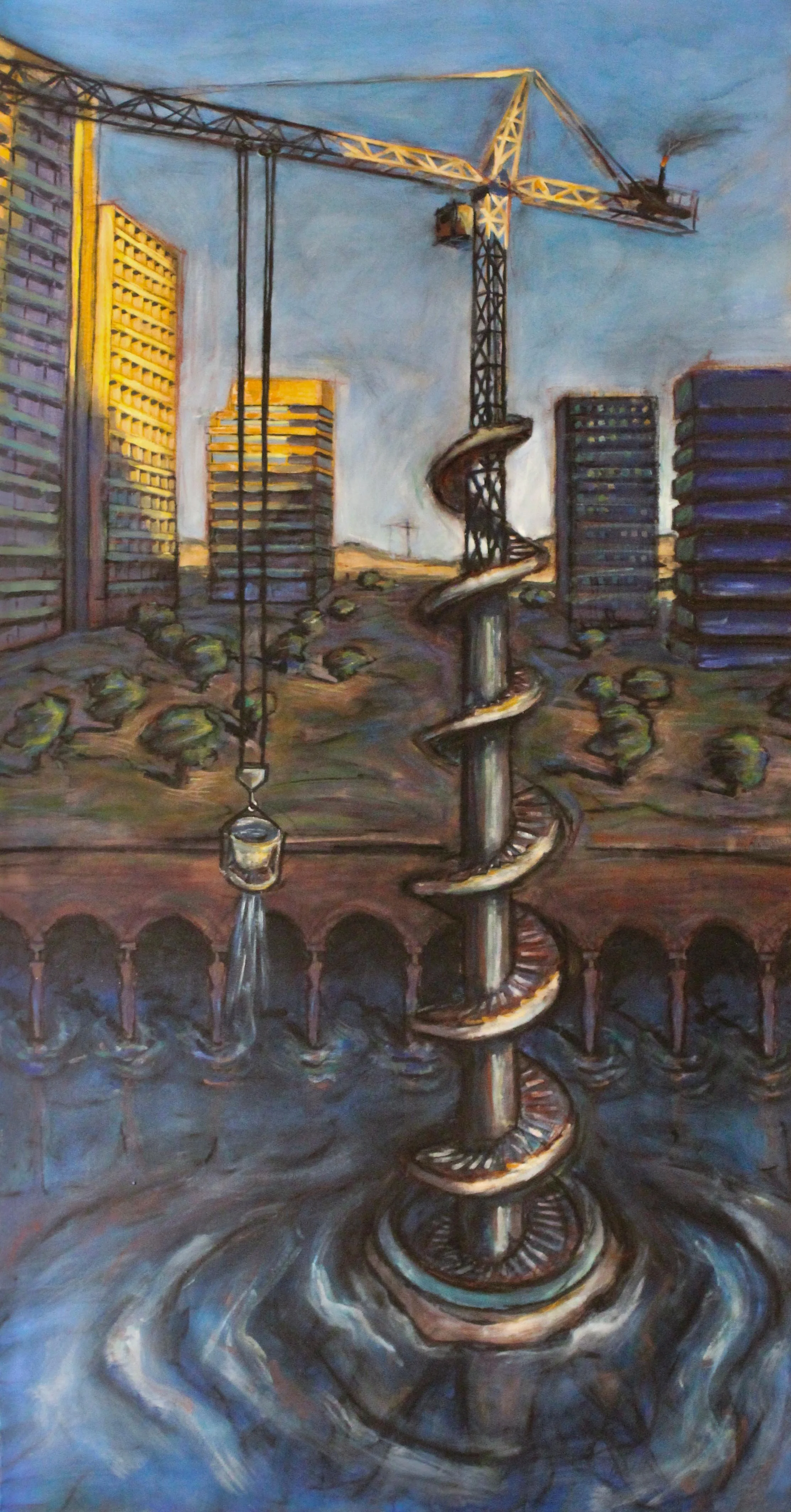 Archimedean Stair, 1989, acrylic on canvas, 226 x 112 cm