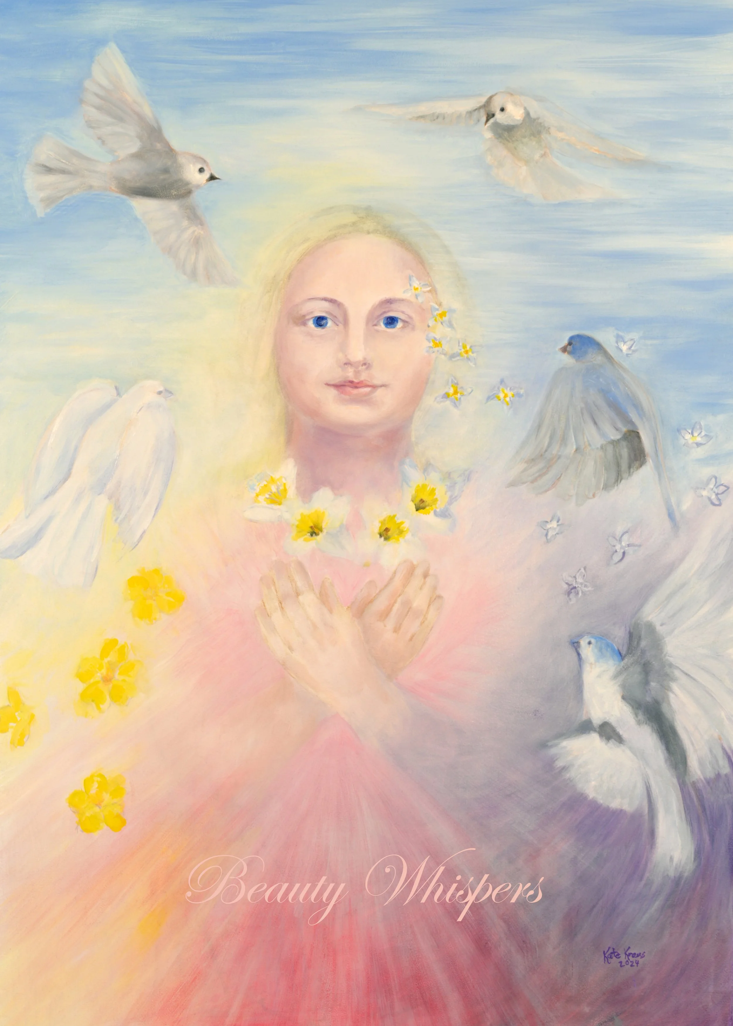 Beauty Whispers - Angelic Hope and Healing Art Print (Affirmation version) by K.M. Kraus (Digital Download)