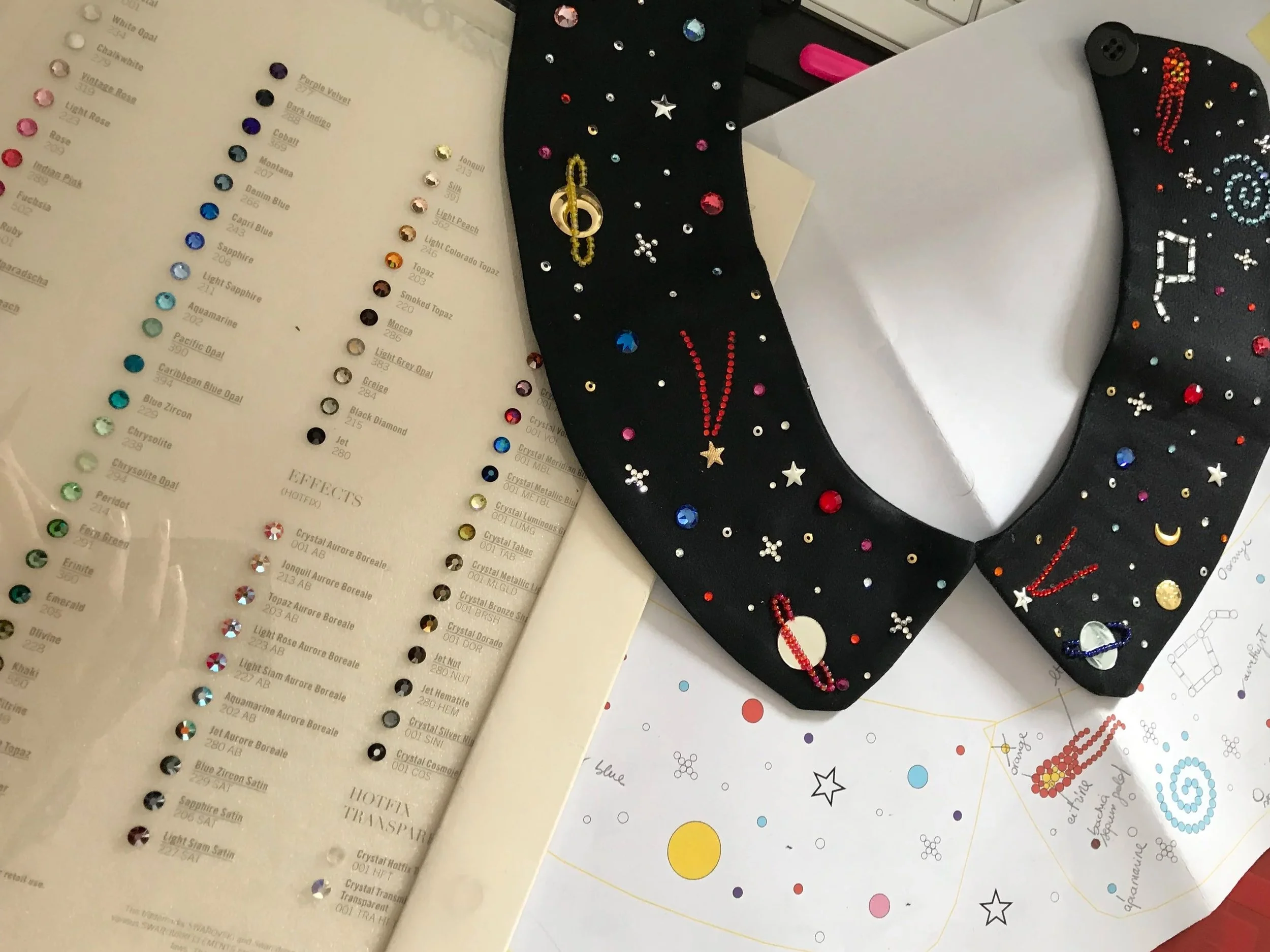 Cartella colori  strass per riferimento realizzazione grafica strass su tessuto