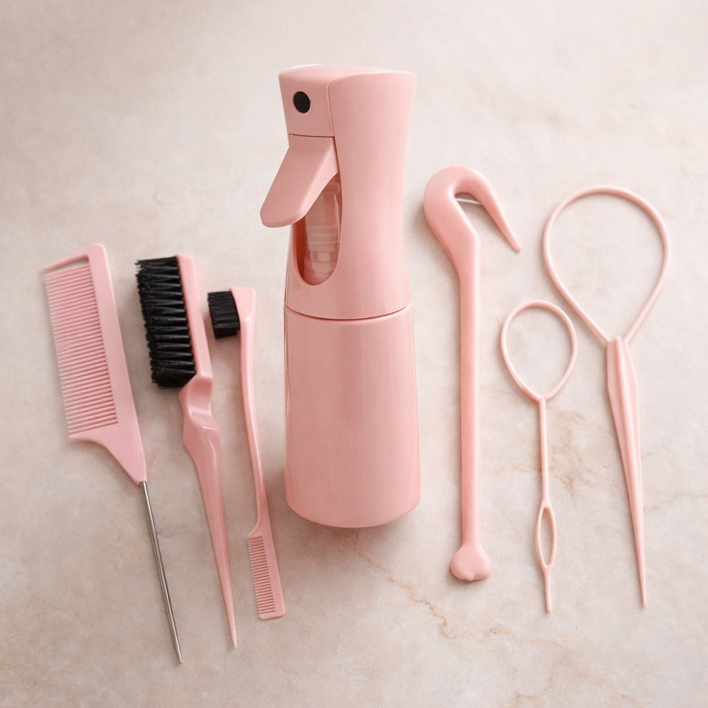 Herramientas de peluquería en tonos rosa.png