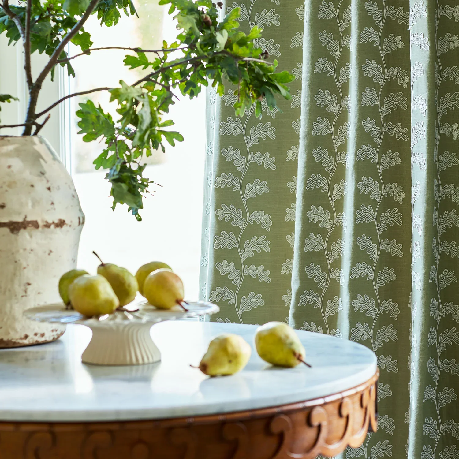 Curtains in York, In Linwood Titania design embroidered fabric