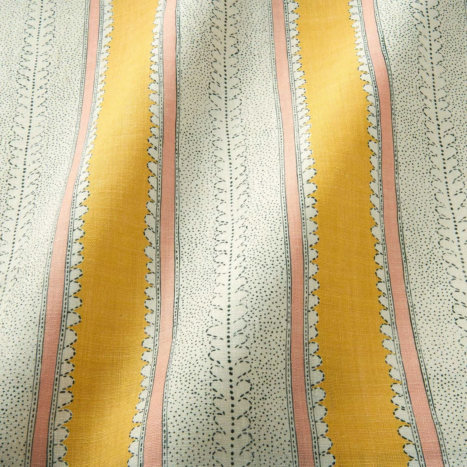 Dimity Stripe Fabric in Mango by Linewood, for curtains and Roman blinds